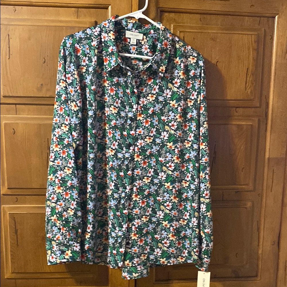 Vibrant Green Casual Floral Button Down Shirt